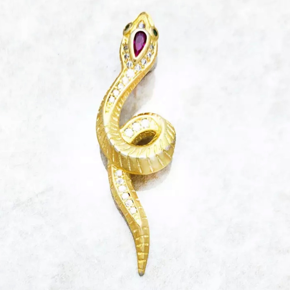 NEW s925 gold plated Snake pendant